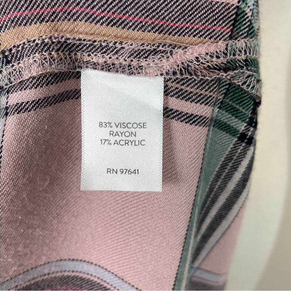 J Jill Pink Gray Plaid Long Sleeve Button Down Shirt Medium - Picture 7 of 9